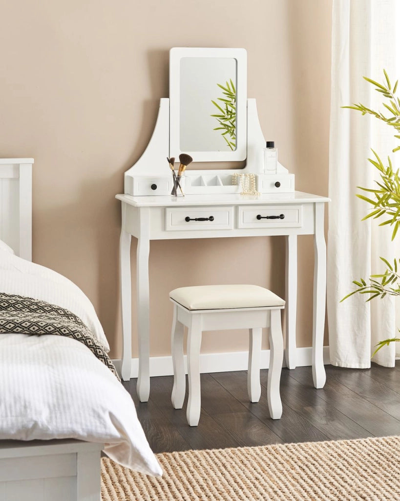 Toeletta Bianca 4 Cassetti Mobili Soggiorno Glam Design Camera Da Letto