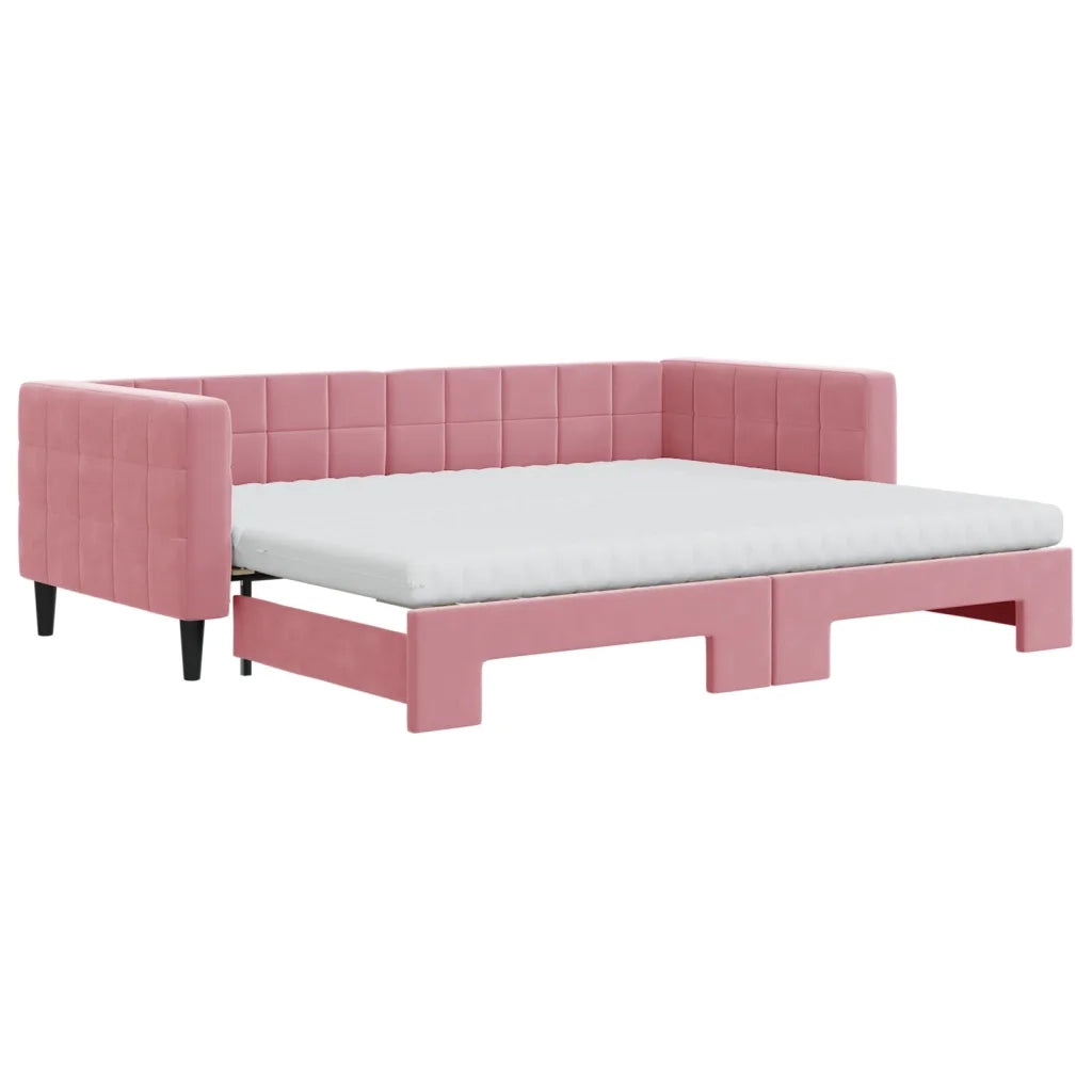 Divano Letto Estraibile con Materassi Rosa 90x200 cm Velluto 3196718