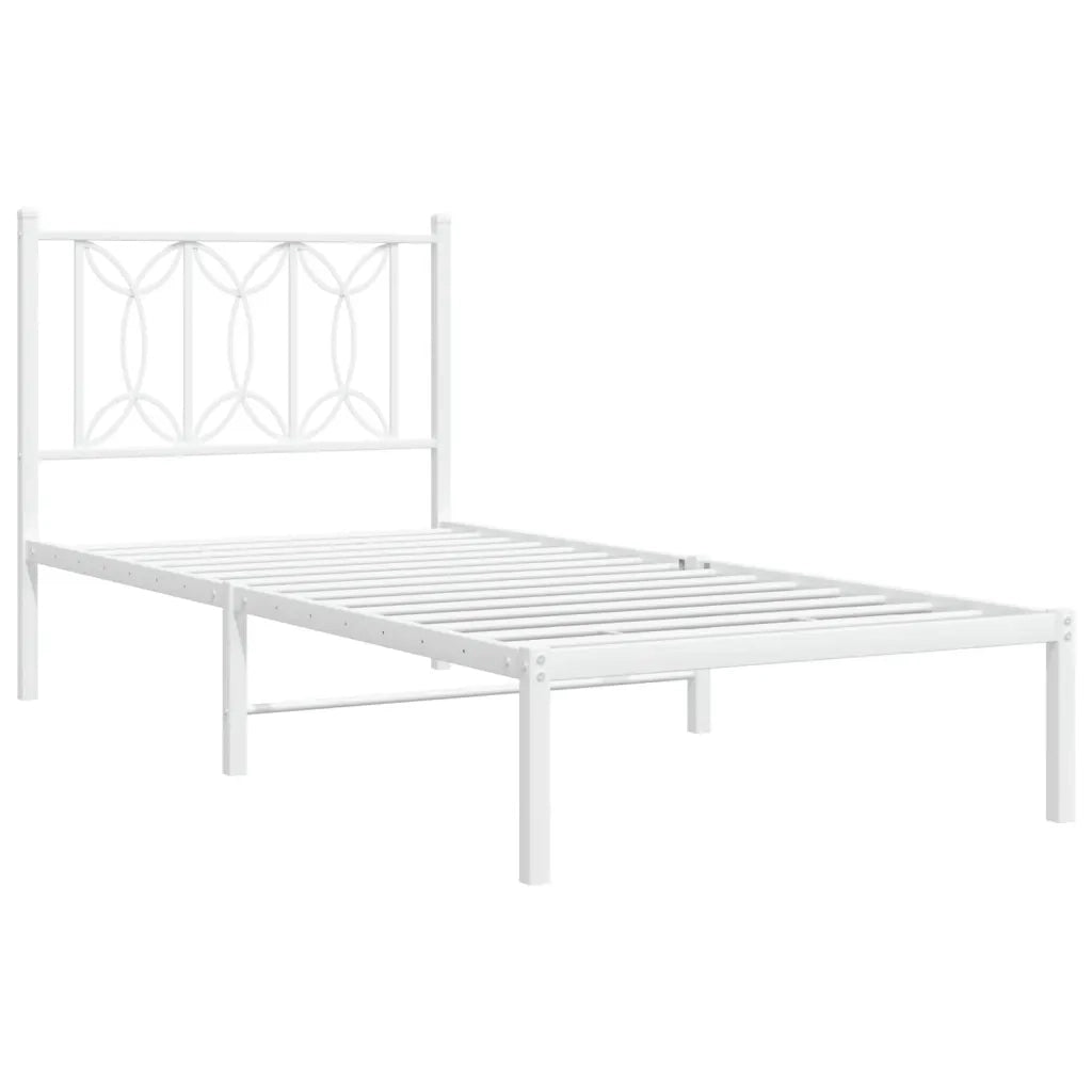 Giroletto senza Materasso con Testiera-Struttura Letto Metallo Bianco 75x190 cm 886402
