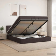 Letto Ottomano con Materasso e LED Marrone Scuro 200 x 200 cm 3457019
