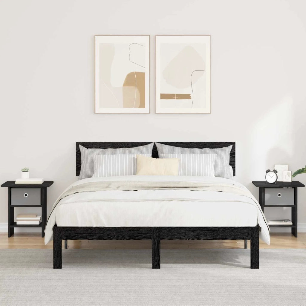 Comodino 2 pcs Rovere Nero 41 x 40 x 45 cm Legno multistrato