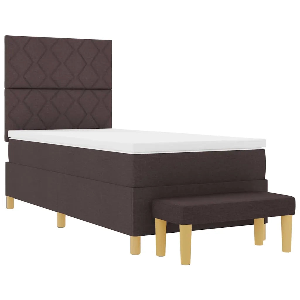 Letto a molle con materasso Marrone Scuro 190 x 90 cm Tessuto 3344341