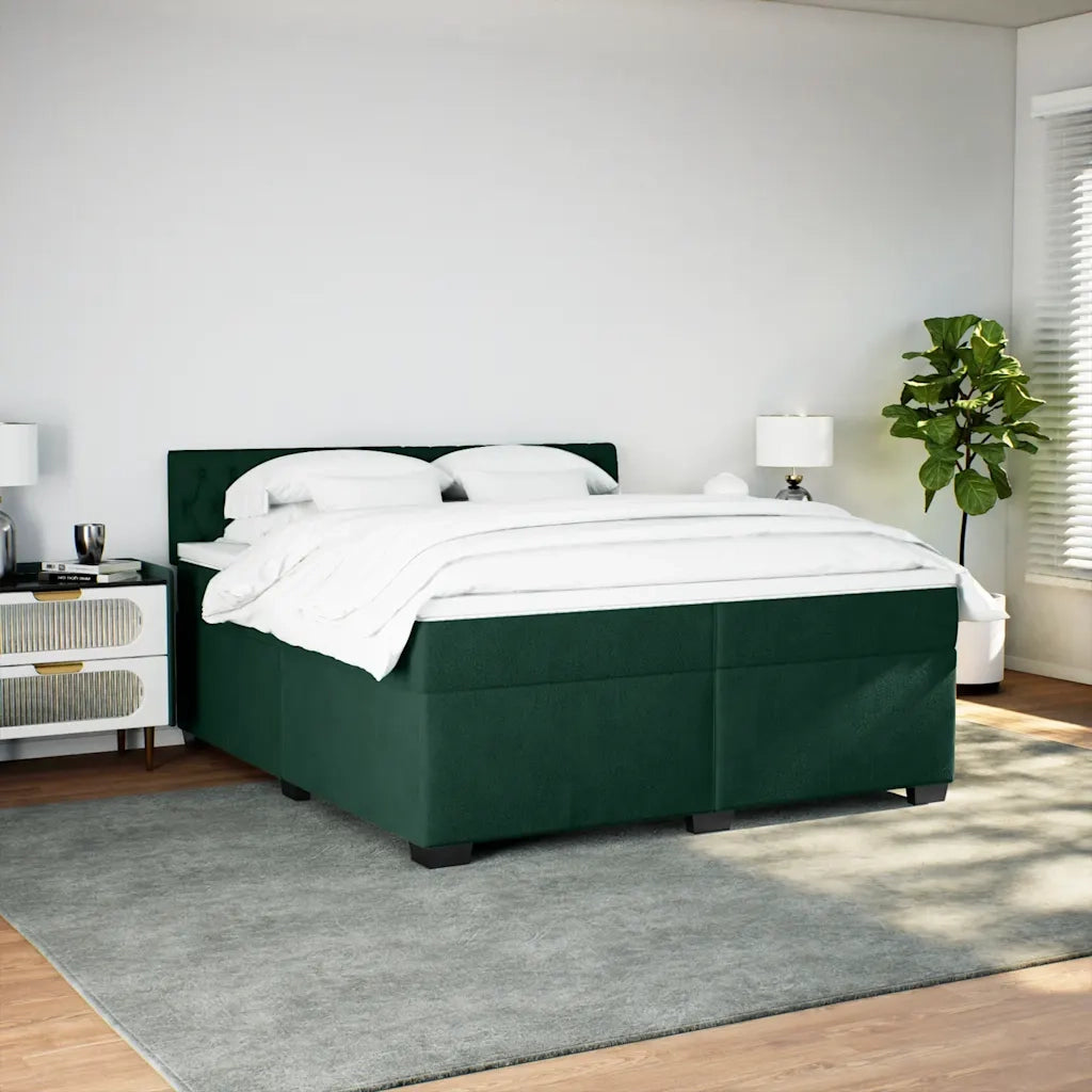 Giroletto a Molle con Materasso Verde Scuro 200x200 cm Velluto 3288711