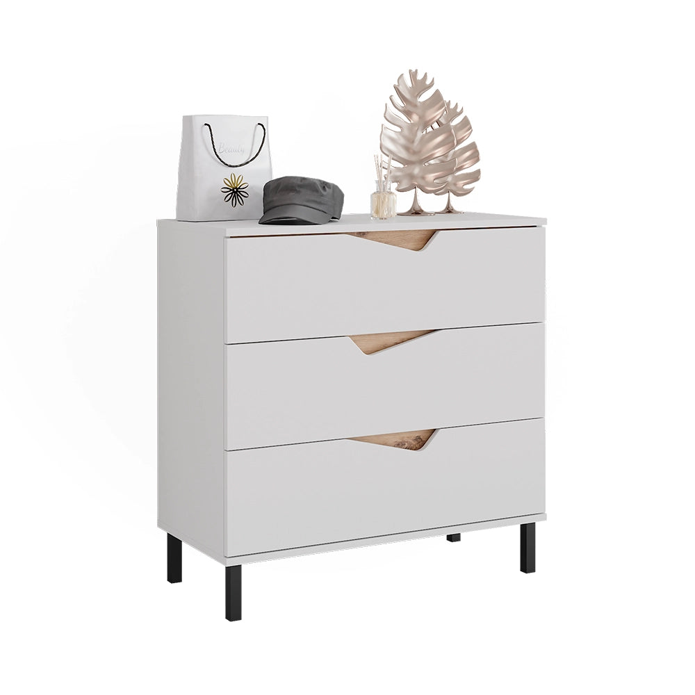 Vicco Cassettiera per camera da letto Bianco/Artisan 80 x 81.2 cm con 3 cassetti