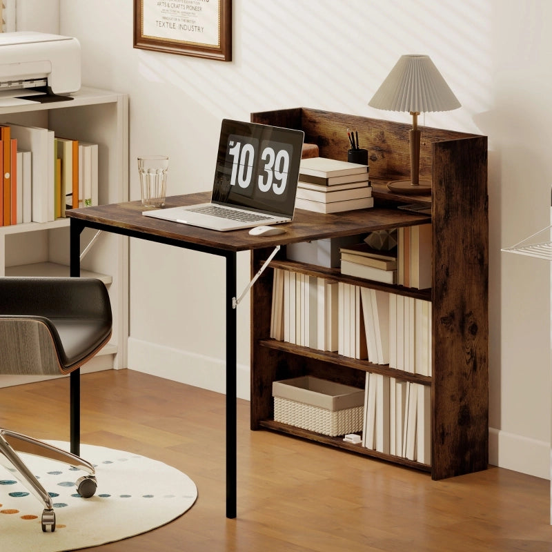 Tavolo da pranzo 3 posti con piano ribaltabile e 3 ripiani - per cucina - 80×90×93 cm
