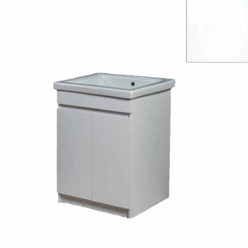 Mobile Lavatoio in Ceramica 2 Ante e Strofinatoio Integrato 60x60x86A cm Bianco Opaco