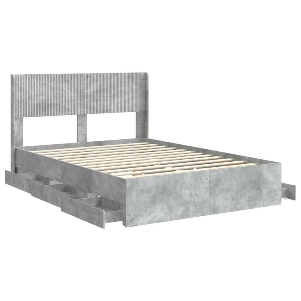 Struttura del letto con stoccaggio e testata Grigio Cemento 3414296