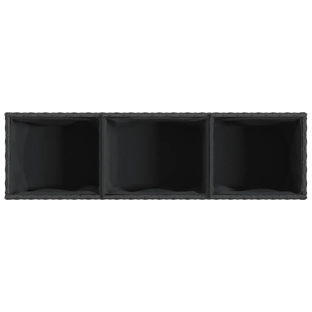 Fioriere da Giardino con 3 Vasi Nere 105x30x32 cm in Polyrattan 3210522