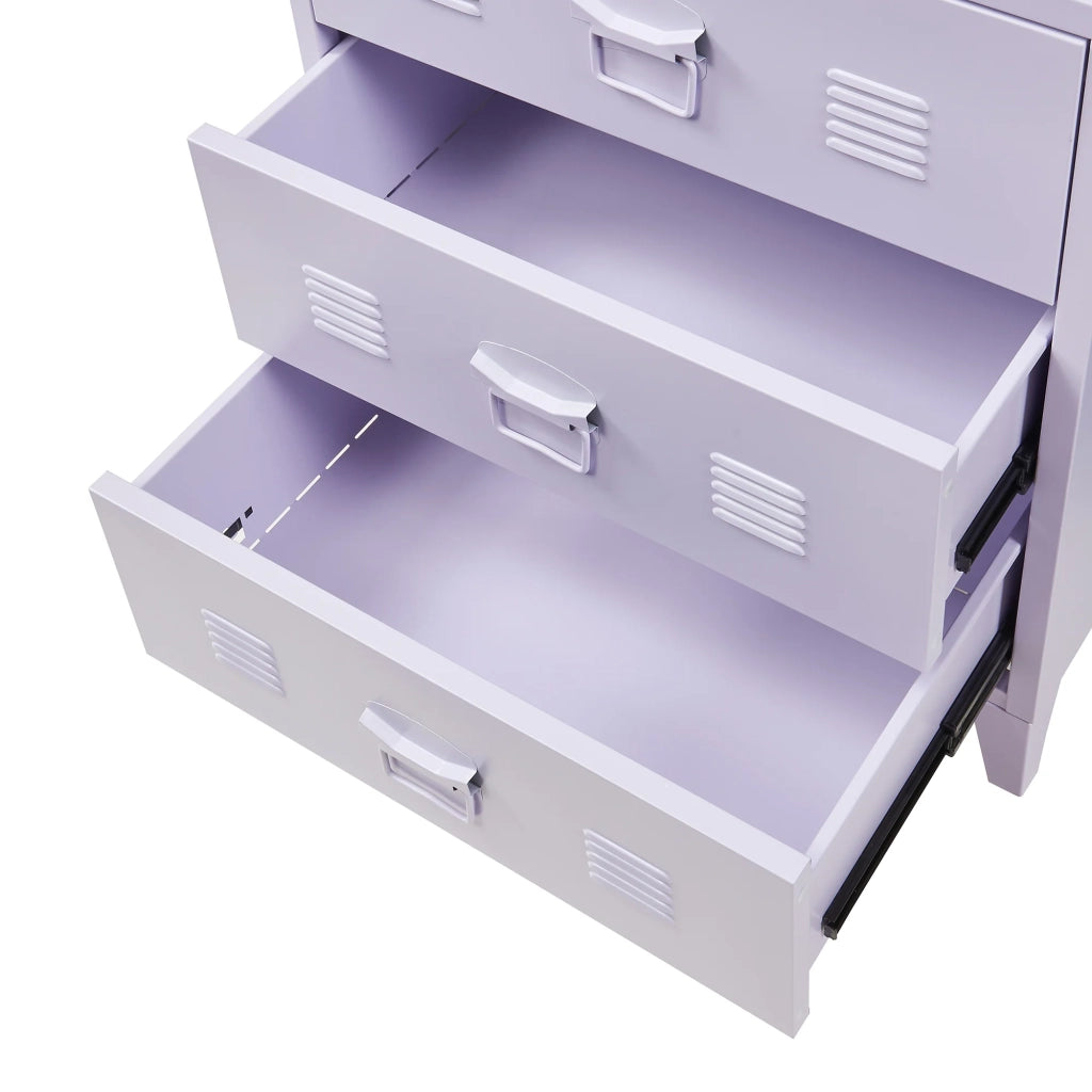 Pratica cassettiera in metallo per ingresso soggiorno o camera da letto con 3 cassetti acciaio 72 x 60 x 40 cm viola 03_0009305