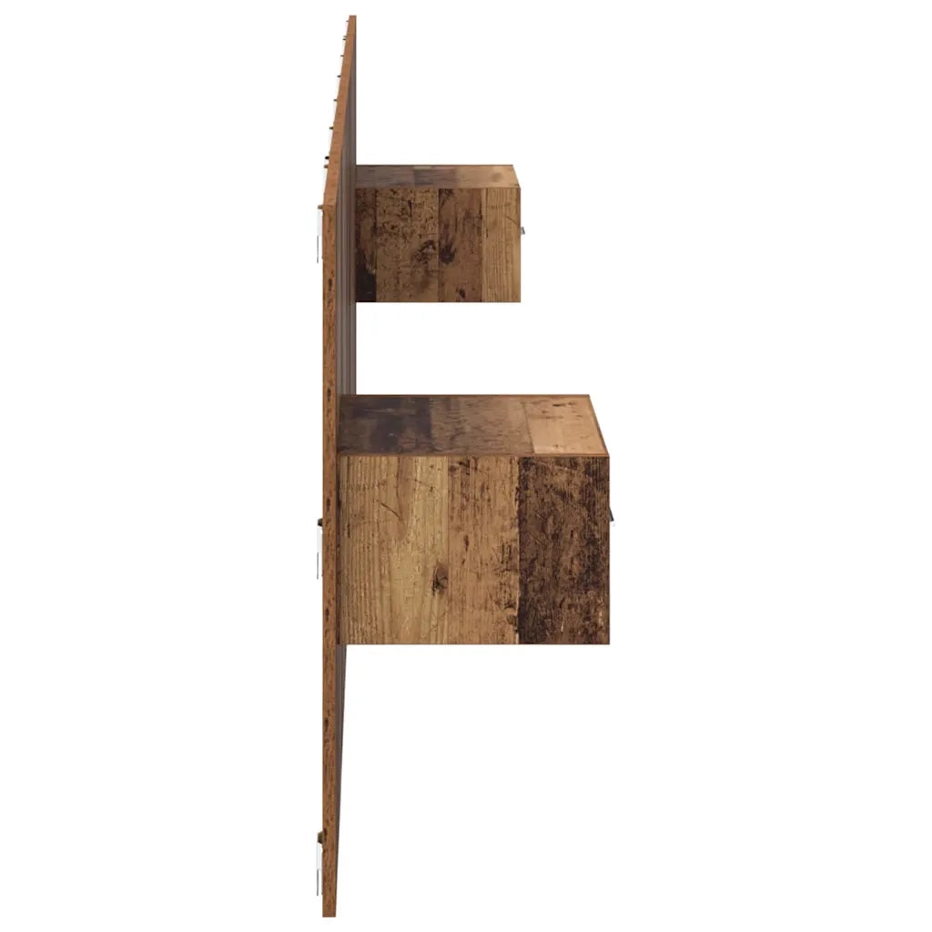 Testata con Comodino 3 pz-Set di 3 Testiera con Contenitore Legno vecchio Legno multistrato 303805