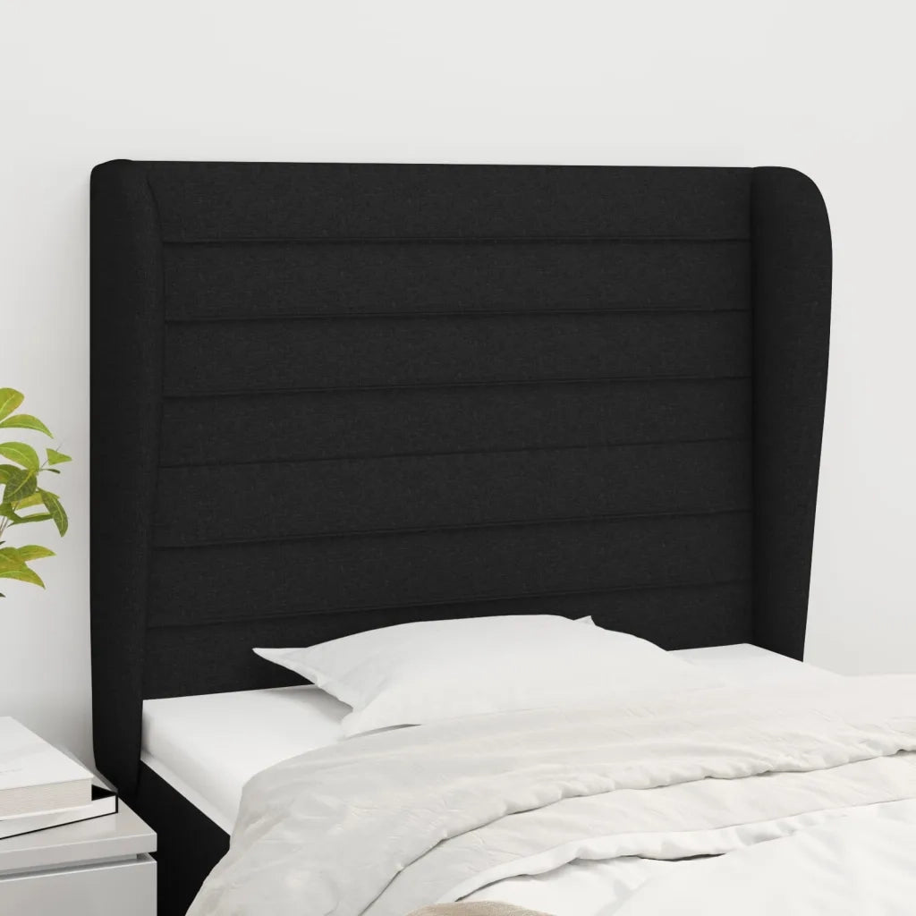 Testiera | Testata ad Orecchio Nera 83x23x118/128 cm in Tessuto