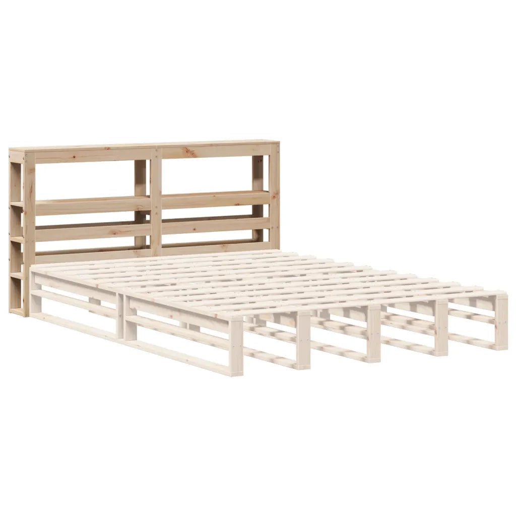 Testiera con Ripiani 140 cm in Legno Massello di Pino 850884