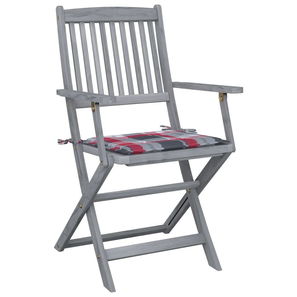 Sedie da Giardino Pieghevoli 6 pz con Cuscini Massello Acacia 3065420