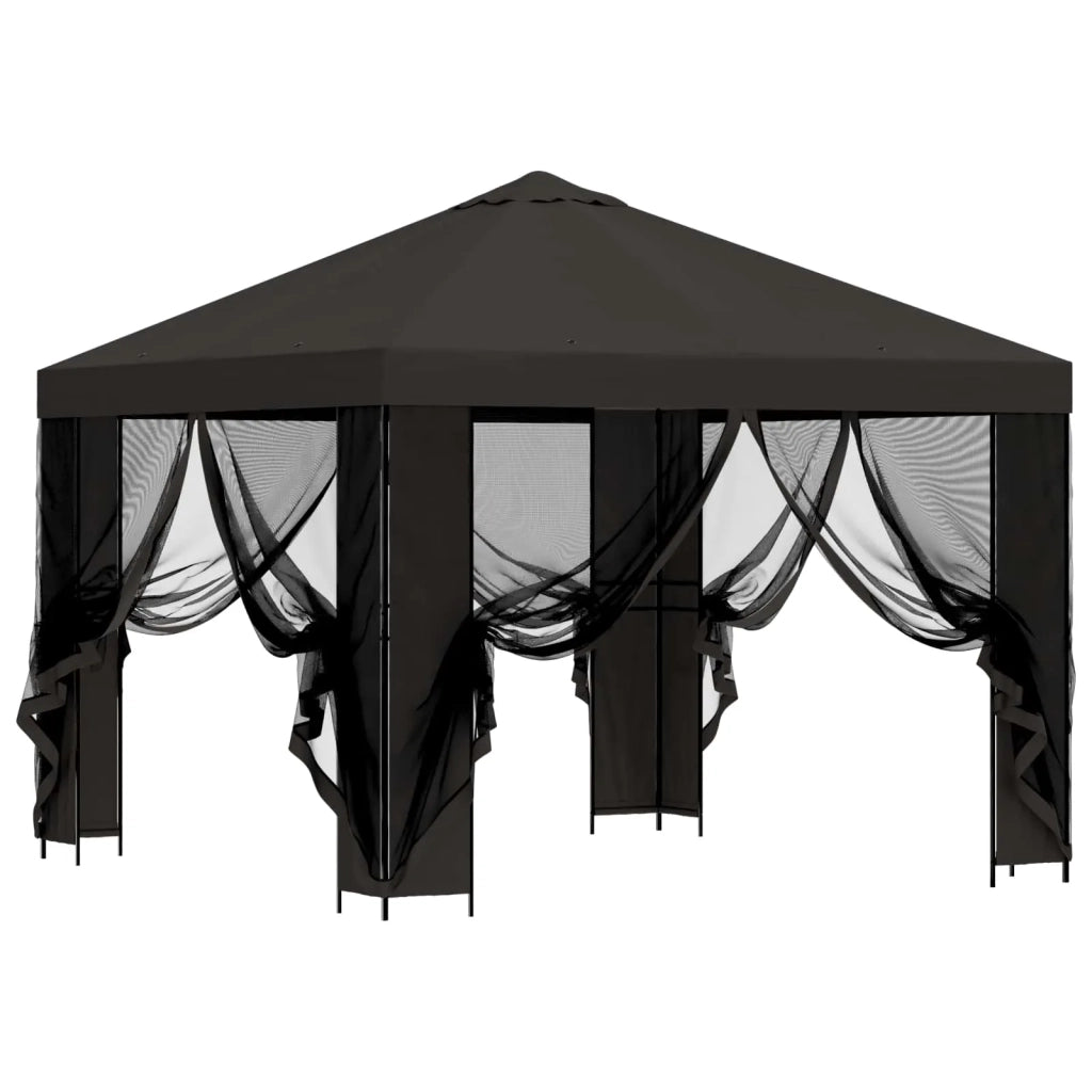 Gazebo da giardino con pareti laterali 3 x 3 m Antracite