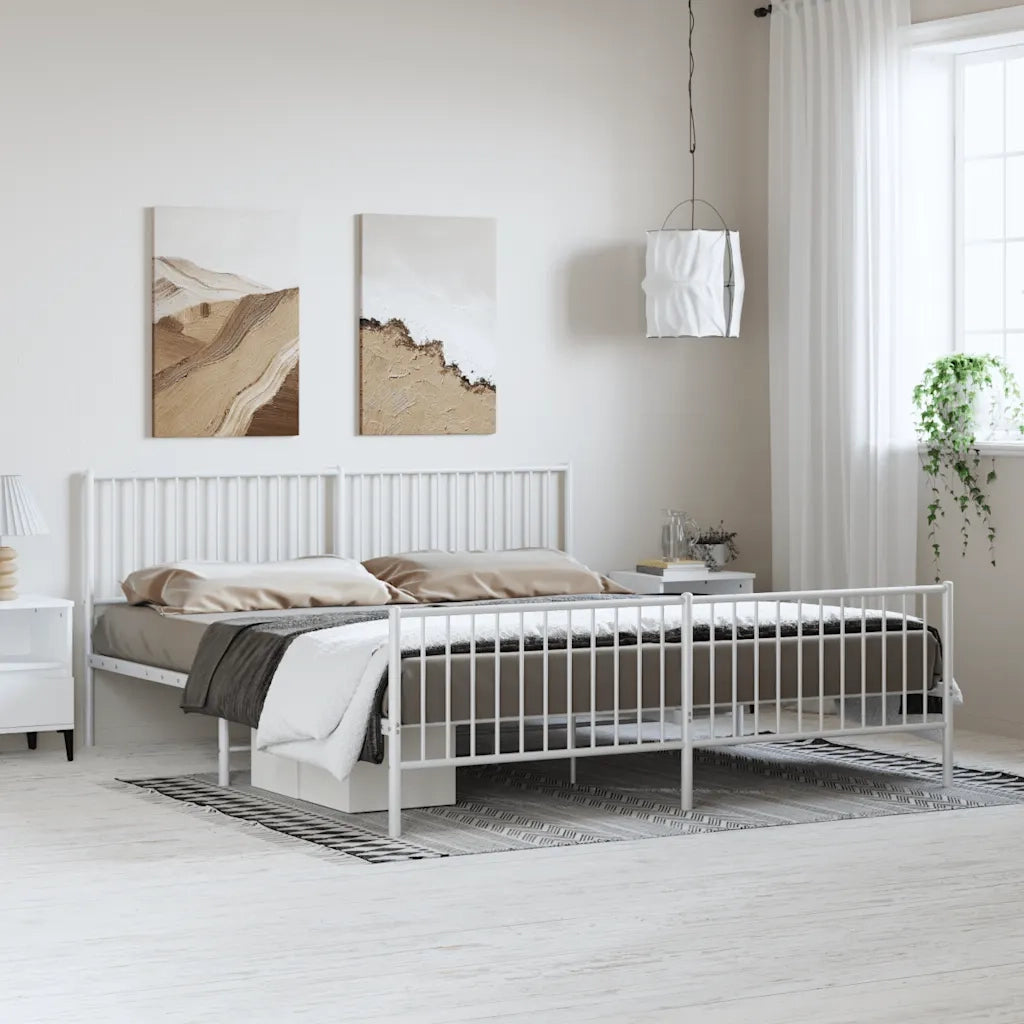 Giroletto con Testiera e Pediera Metallo Bianco 183x213 cm