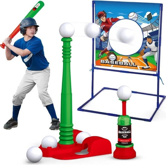 Set di Baseball per Bambini da 3 a 5 anni, con Altezza Regolabile, Obiettivo Fissato e Proiettile, 6 Pezzi, Giocattoli da Esterno, Regali per Ragazzi