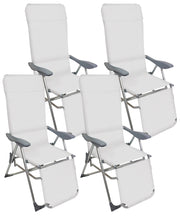 Set 4 Sedie a Sdraio Reclinabili Pieghevoli 59x76x109 cm con Poggiapiedi in Alluminio e Textilene A