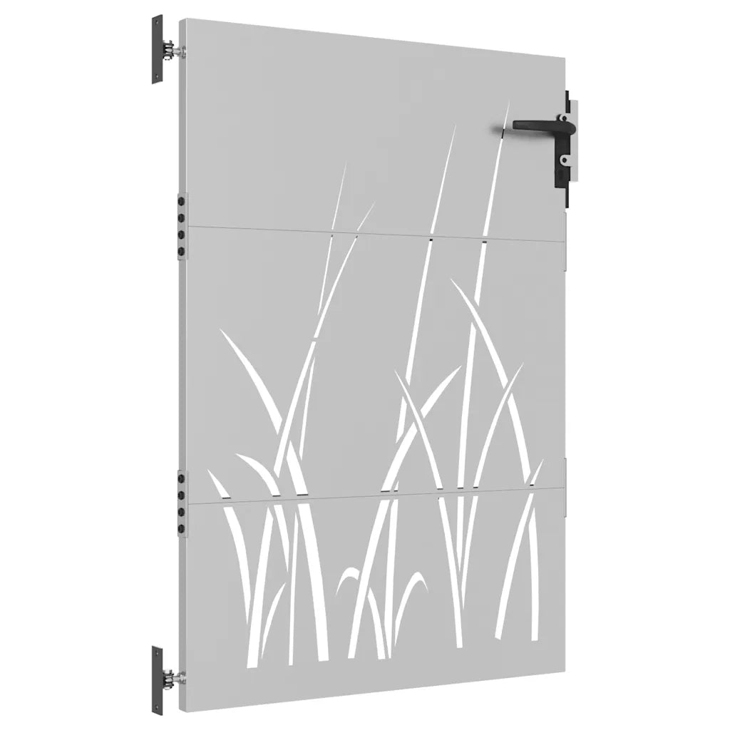 Cancello da giardino 85x150 cm in acciaio Corten con design erba 153223