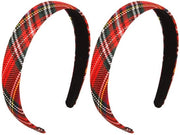 Set di Cinture per Capelli a Tartan - 2 Pack - Accessori per Donne e Ragazze - Tessuto Flexibile e Resistente - Disegno a Scacchi Scozzesi
