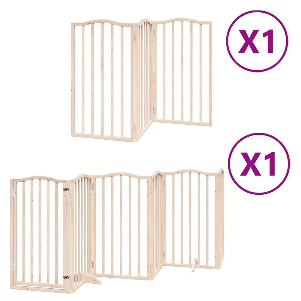 vidaXL Cancello per Cani con Porta Pieghevole 9 Pannelli 450 cm Pioppo