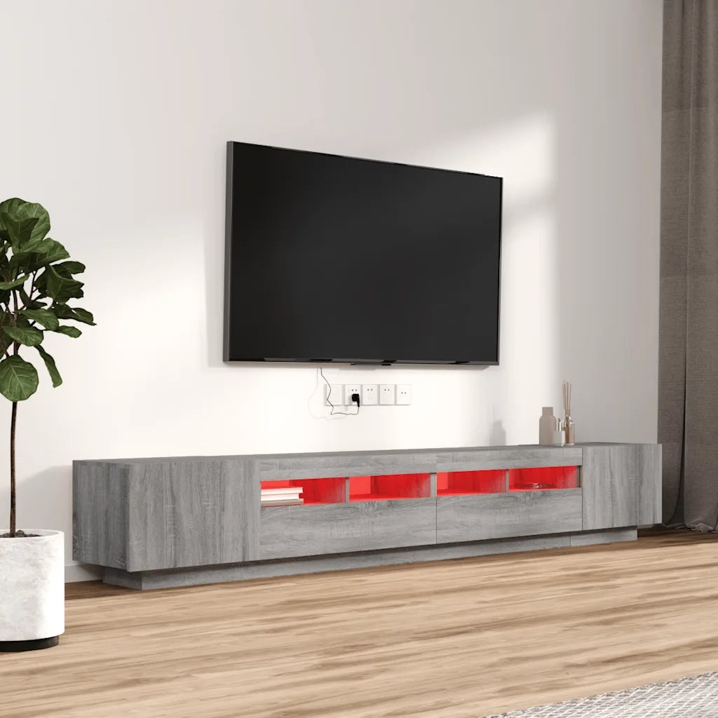Set Mobili TV 3 pz con Luci LED Grigio Sonoma Legno Multistrato cod mxl 10124