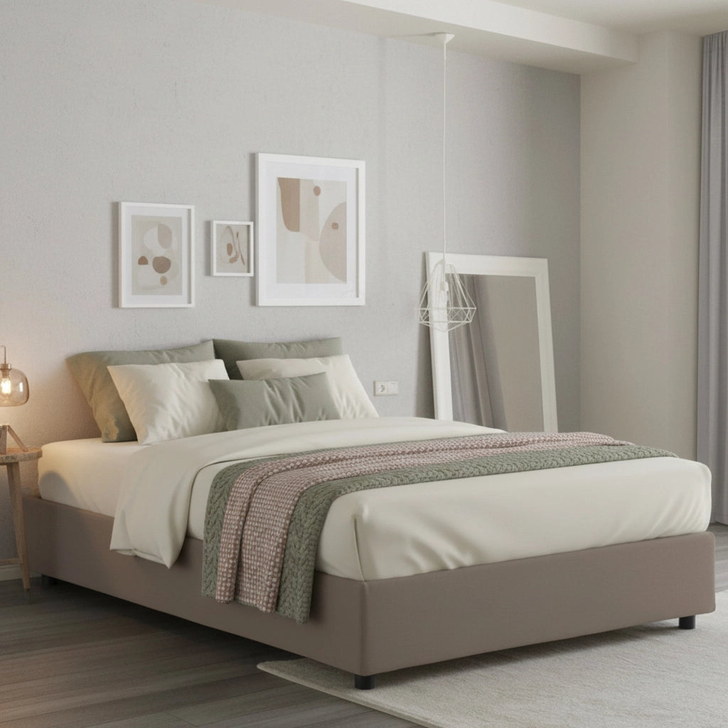 Letto Matrimoniale Alaska, Letto Matrimoniale Sfoderabile Made in Italy, Grigio