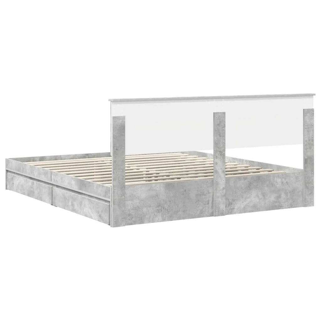 Letto con Contenitore con testiera Grigio cemento 200 x 200 cm