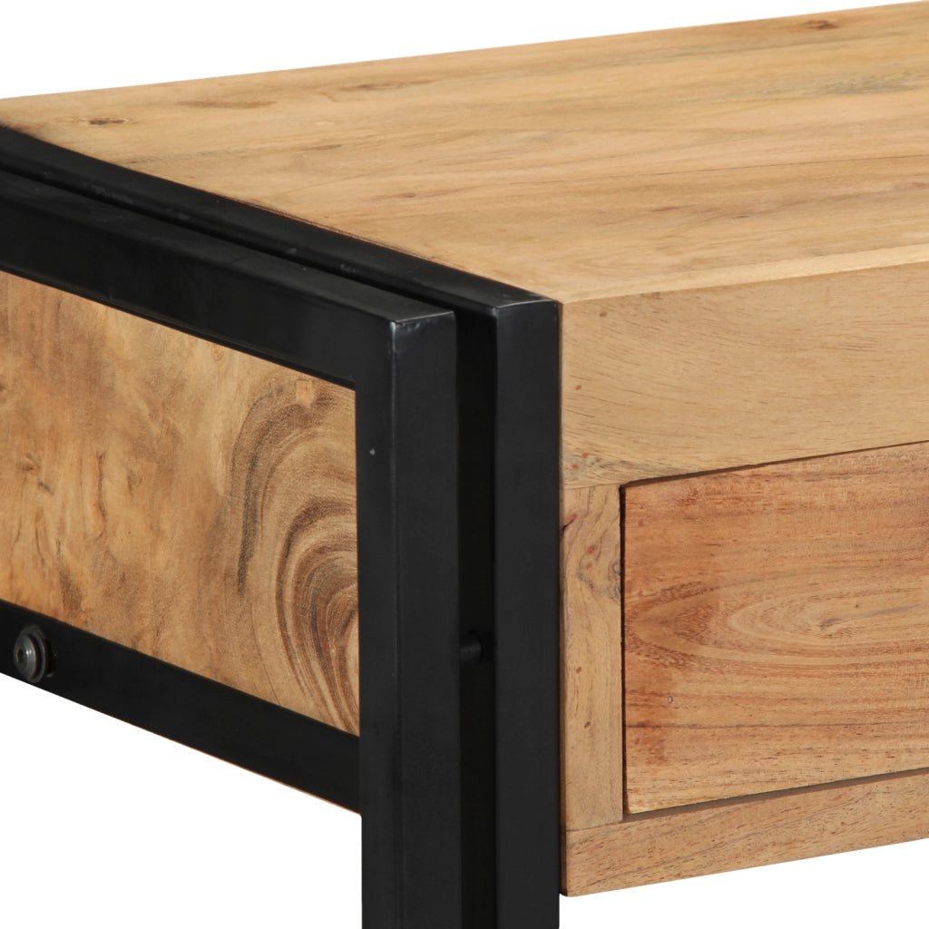 vitaXL Tavolino Consolle Nero 90x33x75 cm Legno massello di acacia e Metallo