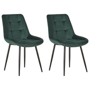 Set di 2 sedie da pranzo in velluto verde scuro gambe in acciaio Nero sedie moderne imbottite