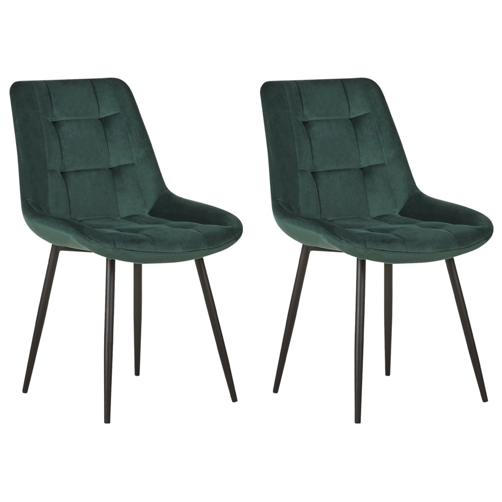 Set di 2 sedie da pranzo in velluto verde scuro gambe in acciaio Nero sedie moderne imbottite