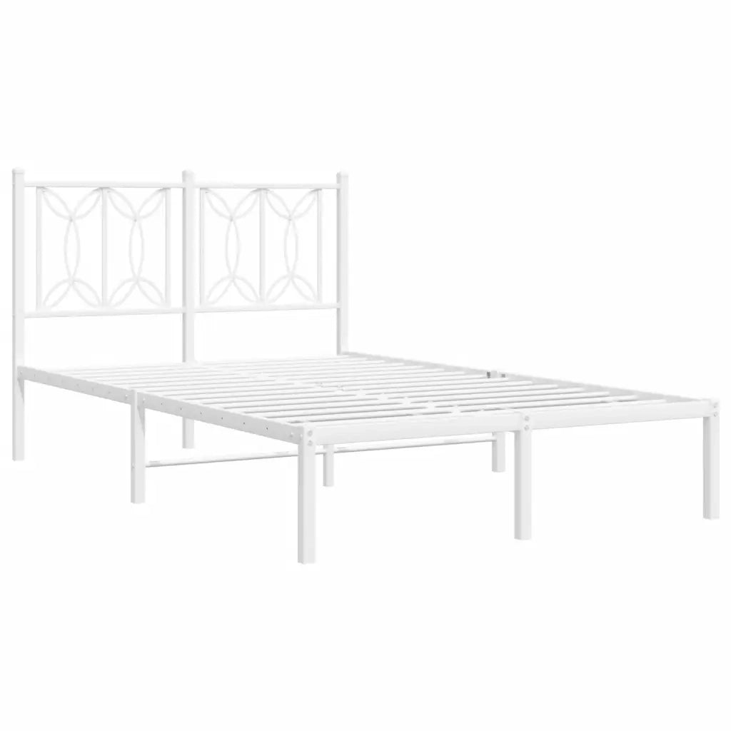 Giroletto con Testiera-Struttura Letto con testiera Metallo Bianco 120x190 cm 625478