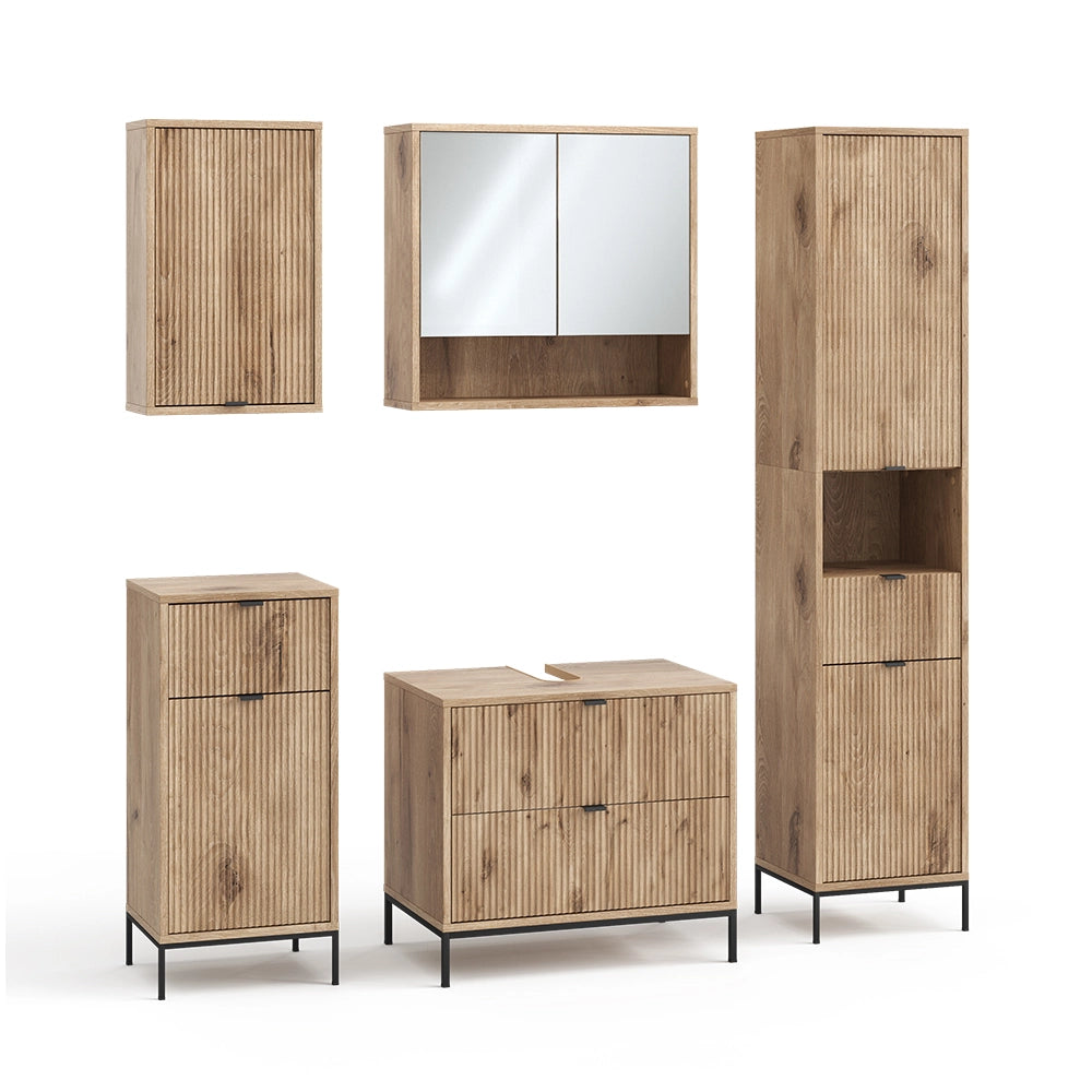 Vicco Set di mobili da bagno Quercia vichinga 5 parti