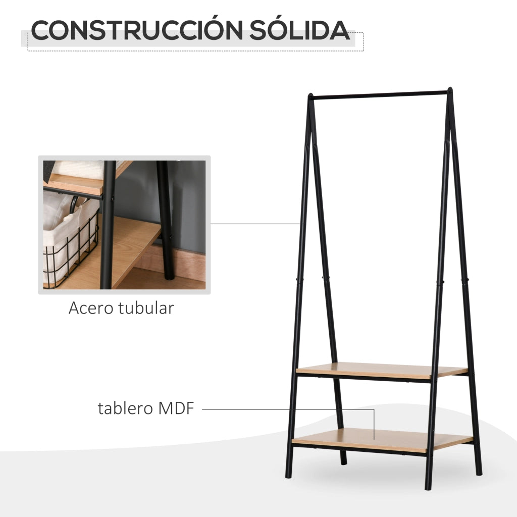 Appendiabiti da terra con scaffali e barra ¨C zephmum ¨C 64x42,5x149cm nero