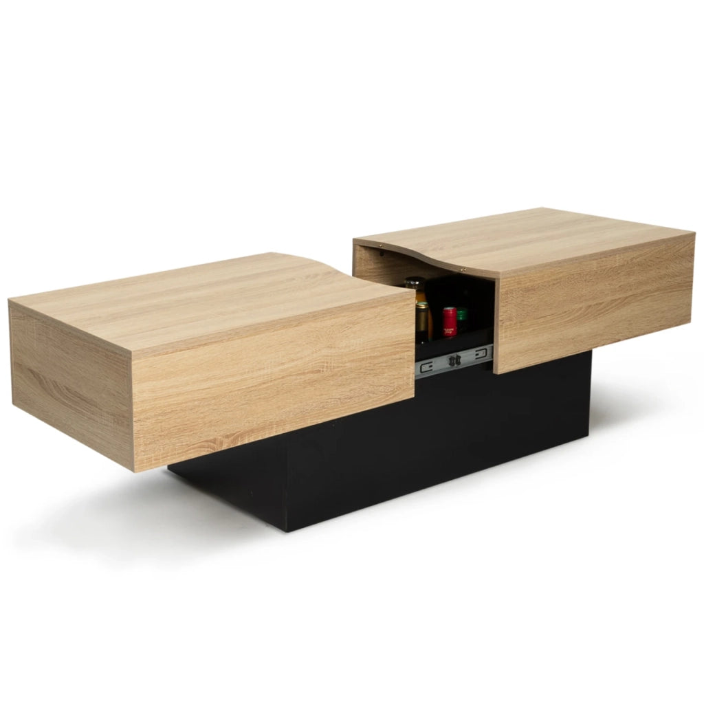 IDMarket - Tavolino scorrevole MARTA in legno nero e finto faggio
