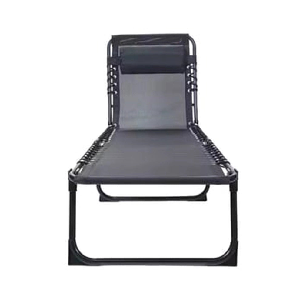 Trade Shop - Lettino Prendisole Sdraio Senza Parasole In Textilene Nero Reclinabile Giardino 483010 -