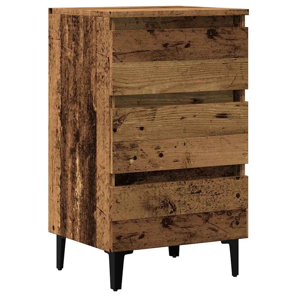 Comodino con Gambe in Metallo Legno Antico 40x35x69 cm