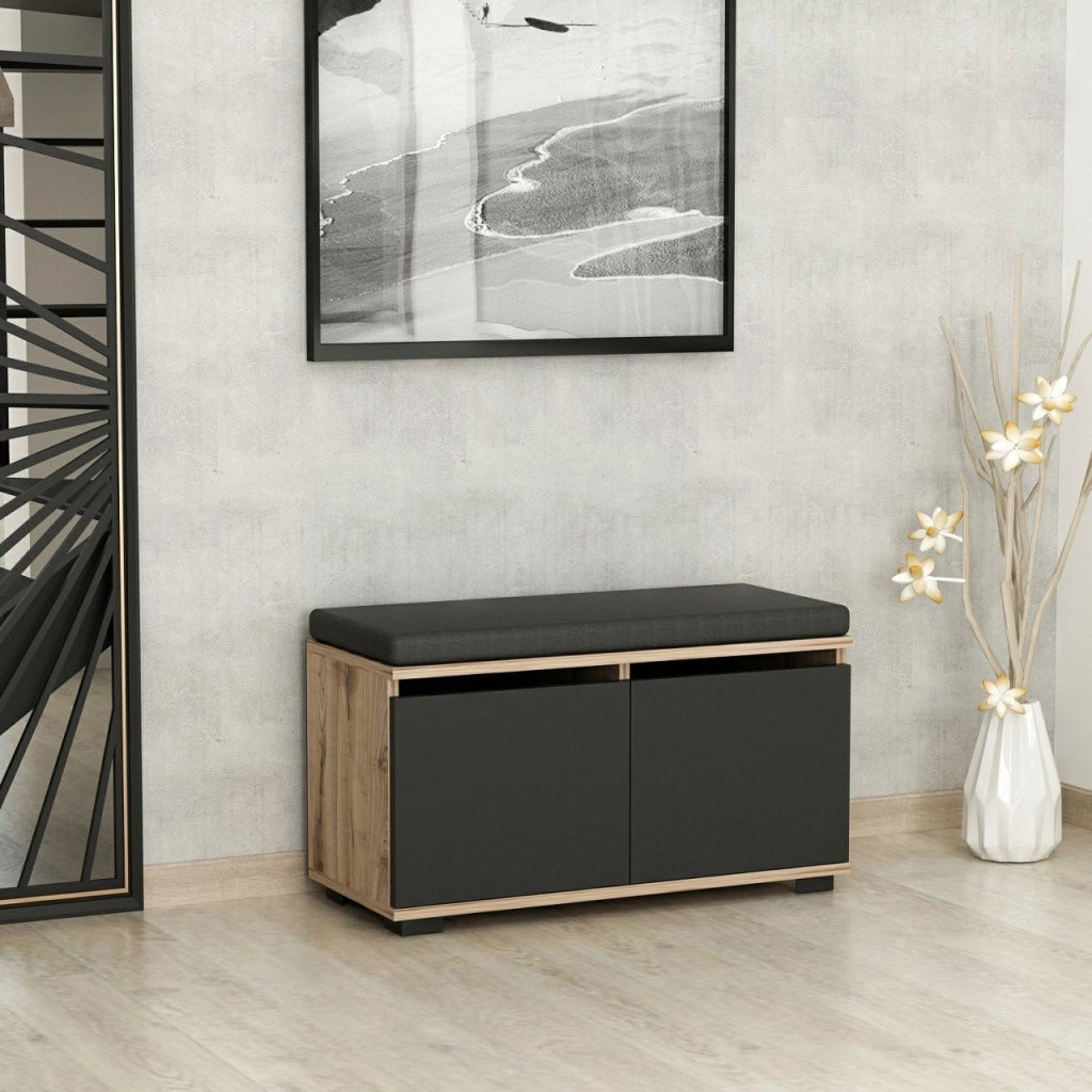 Scarpiera in legno "Drago" - 80 x 35 x 42 cm - Grigio antracite