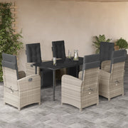 Set da Pranzo da Giardino 7 pz Cuscini Polyrattan Grigio Chiaro 3212602