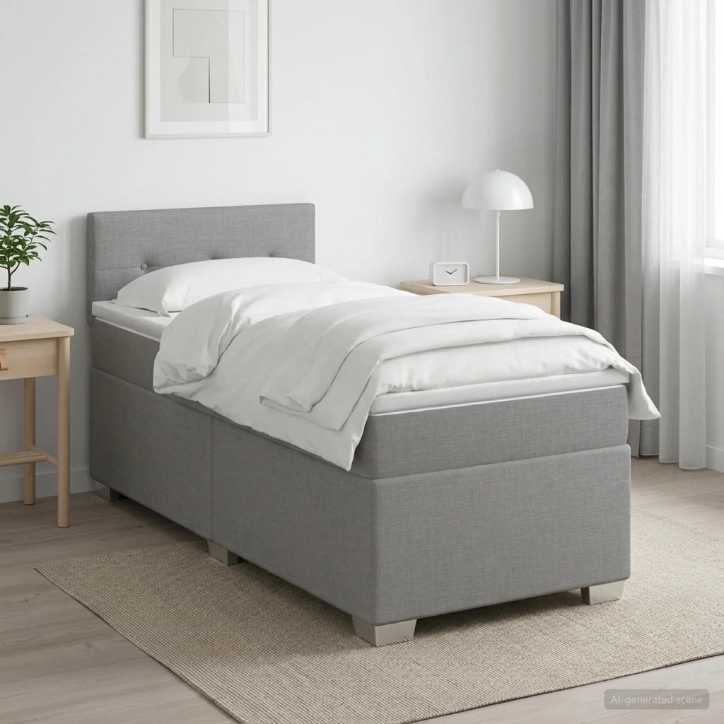 Letto con Box Spring, Materasso e LED Grigio Chiaro 90 x 190 cm 3451833
