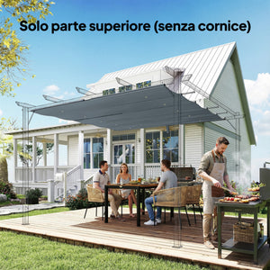 Telo per Pergola 288x298 cm con Fori di Drenaggio in Poliestere Traspirante UV30+ Grigio