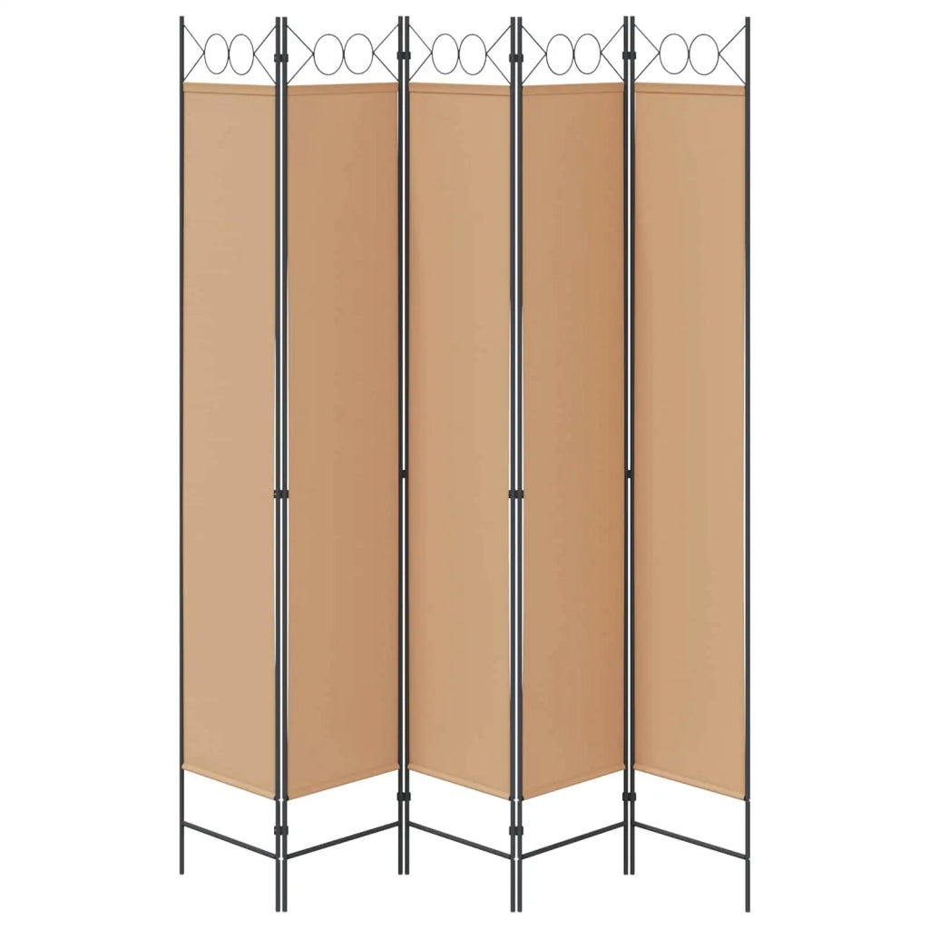 Divisorio Ambienti | Divider per stanze | Paravento a 5 Pannelli Beige 200 x 220 cm Tessuto