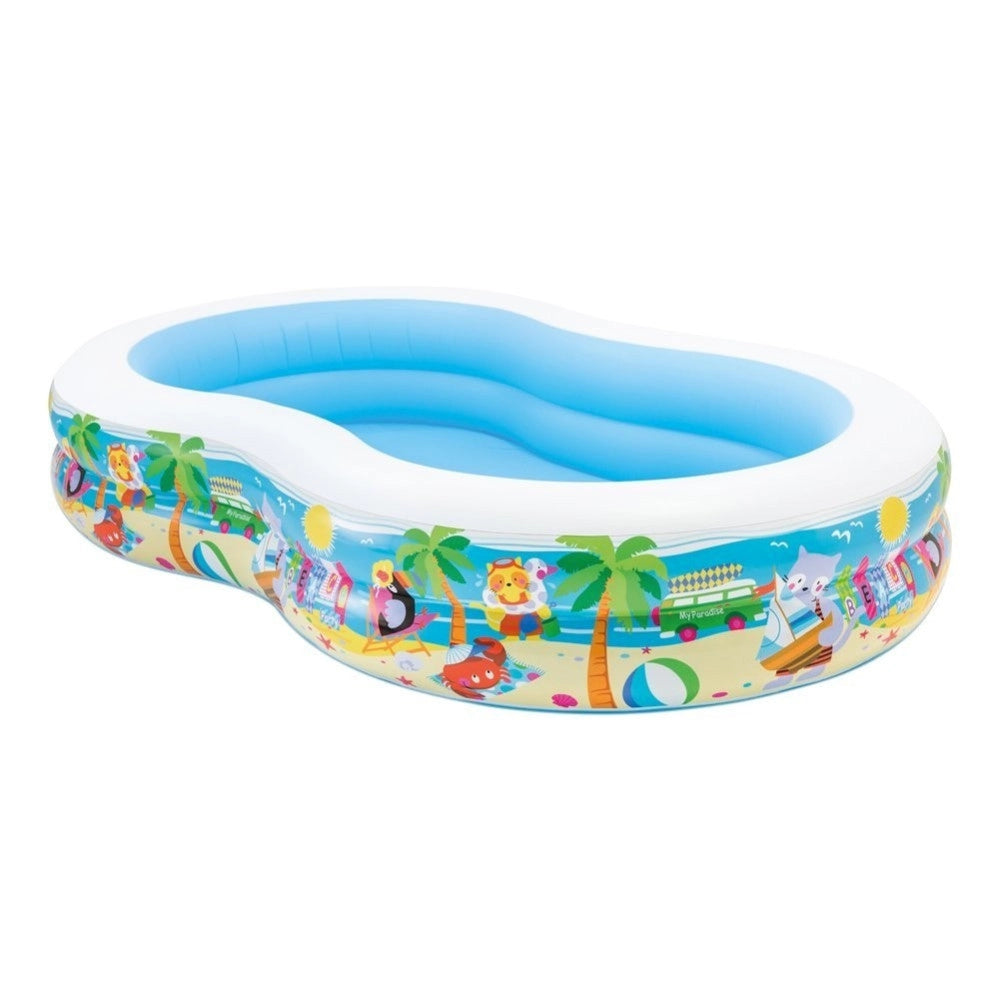 Trade Shop - Piscina Gonfiabile Paradise 262 X 160 X 46 Cm 2 Anelli Terrazzo Giardino -