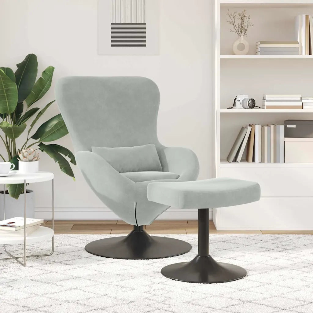 Sedia Egg con Pouf Grigio chiaro Velluto 42002744