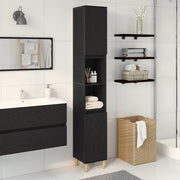 Armadio da bagno  Nero Rovere 30x30x190 cm Legno ingegnerizzato