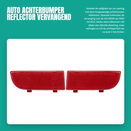 Riflettore di Sostituzione per Bumper Posteriore - 2 Pezzi - Superficie Liscia - Alta Precisione - Cassetta Rossa Delicata - Numero di Riferimento OE 6398260440/6398260540