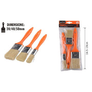 Trade Shop - Set 3 Pz Pennelli Piatti Per Pittura Dimensioni 20/40/50mm Manico Plastica 90308 -