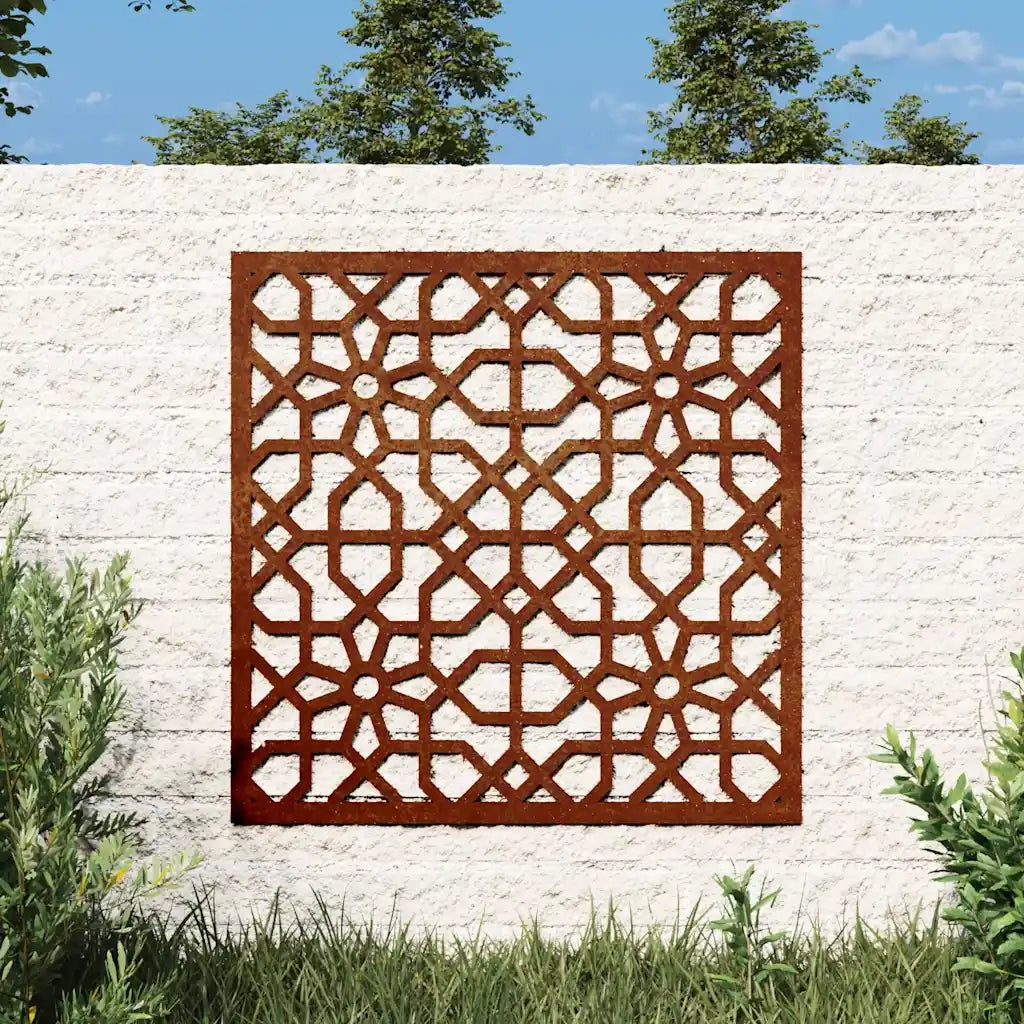 Decorazione Muro da Giardino 55x55 cm Moresco Acciaio Corten 824478