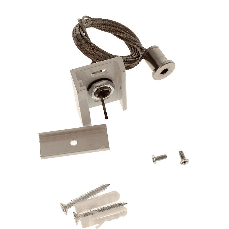 Sistema Illuminazione Binario Trifase Bianco, Binario Connettori Giunti Accessori (Kit Cavo Sospensione)