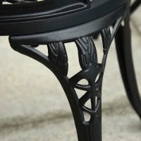 Set da Giardino 3 Pezzi in Alluminio con 2 Sedie 42.5x47.5x89 cm e Tavolino Rotondo Ø60x67 cm, Nero
