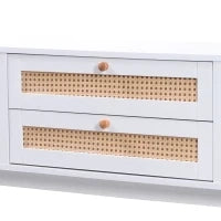 Mobile TV con Ante e Cassetti Rustico in Ratta, color Legno e Bianco